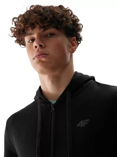 Bluza męska 4F Sportowa Rozpinana z kapturem czarna - Bluzy męskie - miniaturka - grafika 4