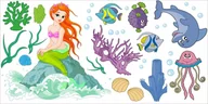 Naklejki na ścianę - Naklejki dla dzieci 120cm wodny świat Syrenka 27, 120x60 cm - miniaturka - grafika 1