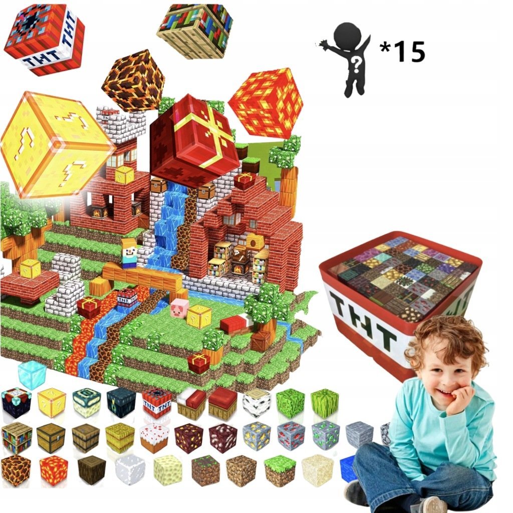 KLOCKI MAGNETYCZNE DLA DZIECI 3D SZEŚCIANY DUŻY ZESTAW 118 EL FIGURKA