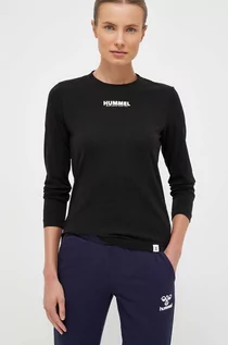 Bluzki damskie - Hummel longsleeve bawełniany kolor czarny - grafika 1