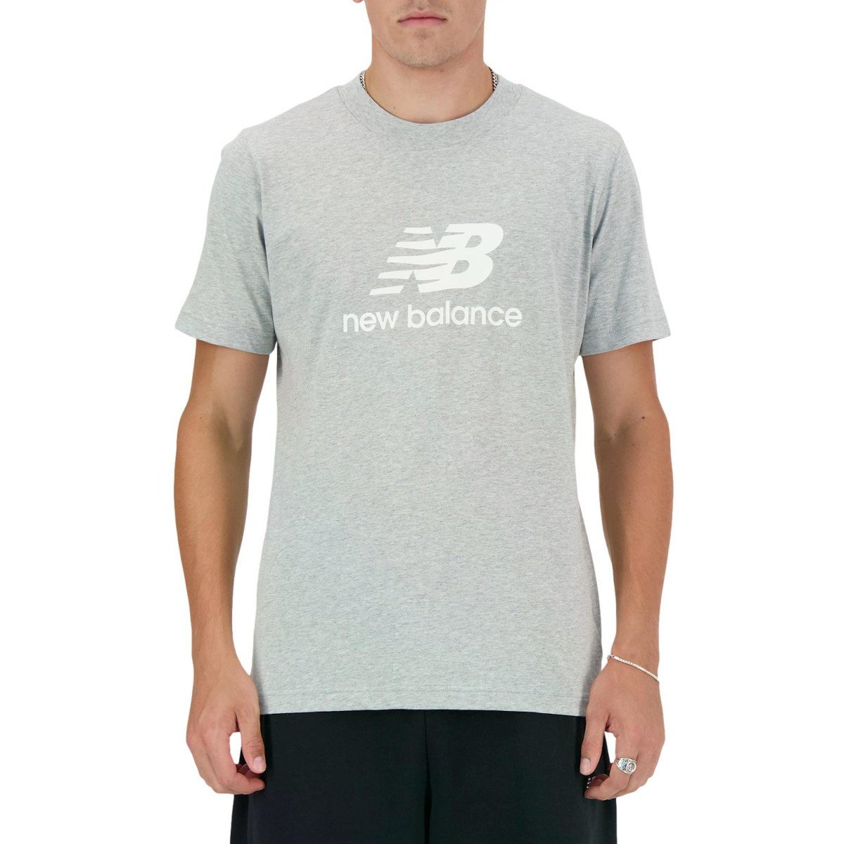 Koszulka męska NB MT41502AG S/S NEW BALANCE STACKED LO AG Szara