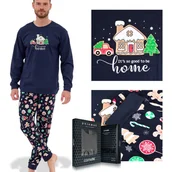 Piżamy damskie - CORNETTE Piżama Świąteczna Męska 115/256 Bawełniana Granatowa Rozmiar XL - miniaturka - grafika 1