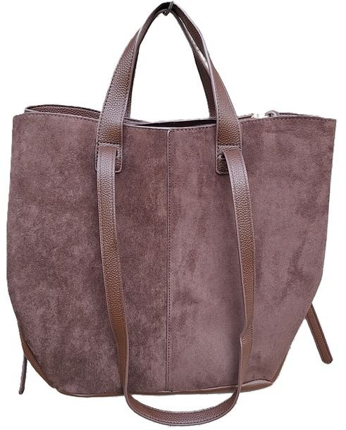 GALLANTRY Torebka damska CASUAL zamszowa na ramię SHOPPER czekolada