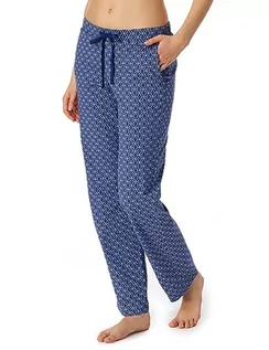 Spodnie damskie - Schiesser Damskie spodnie do spania długie mieszanka bawełny + relaks, niebieskie minimalne, 44, Blau Minimal - grafika 1