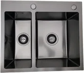 Zlewozmywaki - Stellman Zlewozmywak stalowy dwukomorowy STEEL 5648 CZARNY - miniaturka - grafika 1