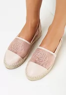 Espadryle damskie - Różowe Espadryle na Plecionej Podeszwie z Siateczkową Cholewka Evarine - miniaturka - grafika 1