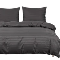 Pościel - Pościel Ciemno-szara pasy 140x200- 3 cz. - miniaturka - grafika 1