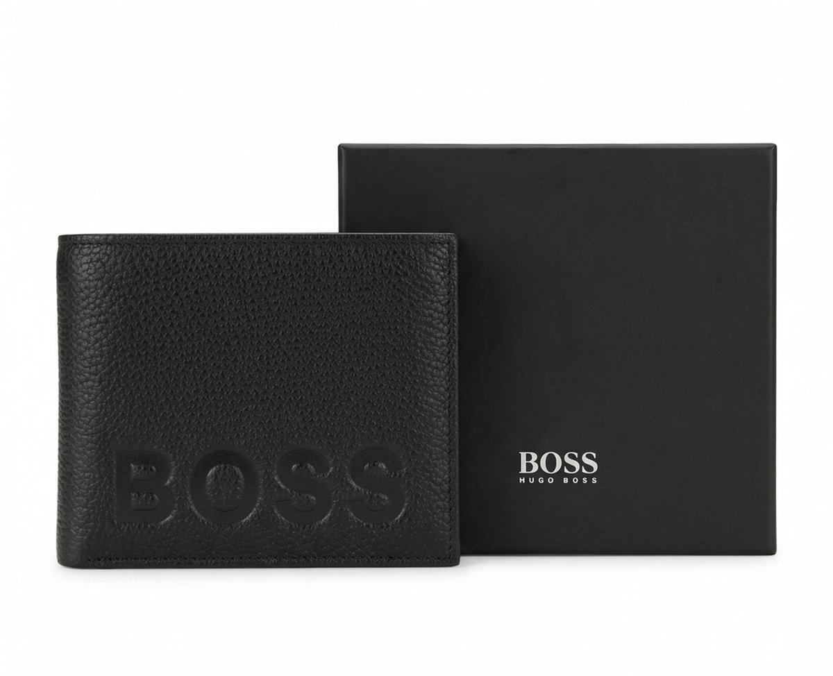 Męski Portfel Hugo BOSS Bold Skóra Naturalna Czarny w pudełku