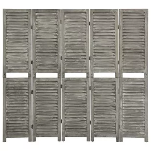 Lumarko Parawan 5-panelowy, szary, 179 x 166 cm, lite drewno! - Parawany - miniaturka - grafika 1