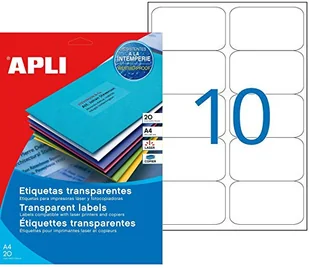 APLI 015093 zestaw 160 niewidoczne etykiety laserowe/kopiarki 96 x 50,8 mm przezroczyste - Etykiety do drukarek - miniaturka - grafika 1