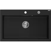 Zlewozmywaki - Mexen Elix zlewozmywak granitowy 1-komorowy 800 x 500 mm, czarny, syfon chrom - 6527801005-77 - miniaturka - grafika 1
