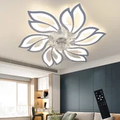 Wentylatory sufitowe - ZMH Wentylator sufitowy z oświetleniem i pilotem zdalnego sterowania Cichy lampa sufitowa LED Ściemnialna sufitowa z zegarem wentylatora 6 świateł - miniaturka - grafika 1