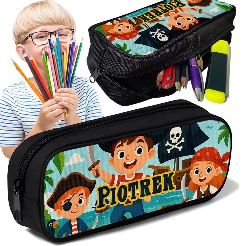 Piórnik TUBA + IMIĘ Piraci Przygoda Personalizowany Szkolny Prezent