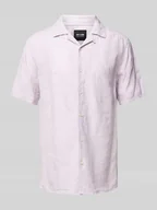 Koszule męskie - Koszula lniana o kroju slim fit z rękawem o dł. 1/2 model ‘CAIDEN’ - miniaturka - grafika 1