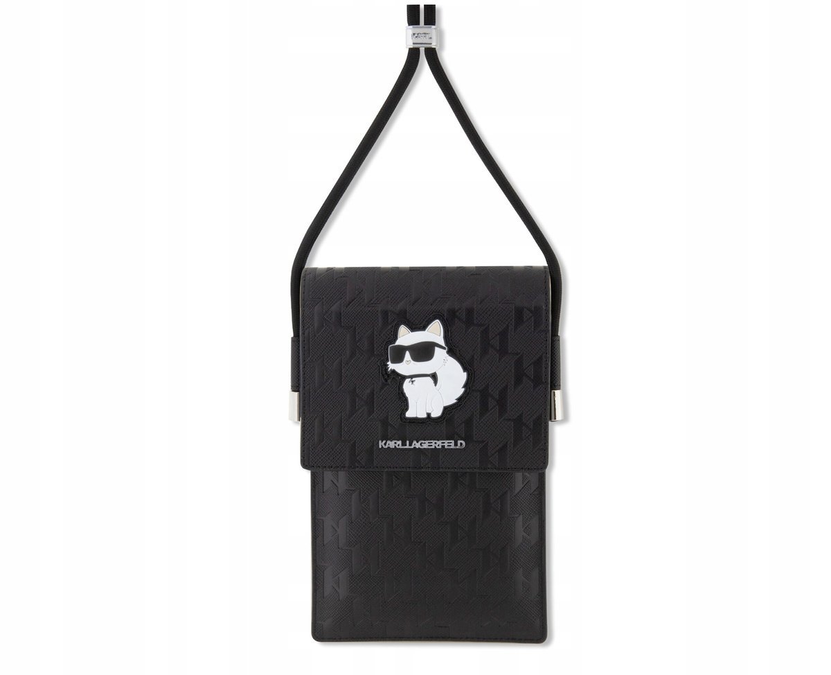 Torebka Karl Lagerfeld Choupette, listonoszka na telefon,czarne etui wsuwka