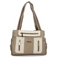 Torebki damskie - Torebka Damska Shopper Bag 2 Komory firmy Hernan 3892-1 Ciemno Beżowa/Beżowa - miniaturka - grafika 1