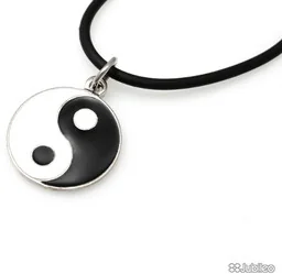 WISIOREK SYMBOL YING YANG koła kolor czarny kolor biały symbole chińskie kauczuk masa jubilerska (ak55) - Wisiorki - miniaturka - grafika 1