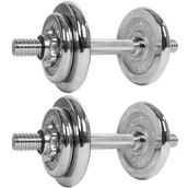 Hantle i ciężarki - Movit Zestaw hantli talerze z gryfami chromowane w teczce, 20 kg - miniaturka - grafika 1