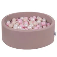 Zabawki do kąpieli - KiddyMoon Suchy basen okrągły z piłeczkami 7cm wrzosowy: pastelowy beż-pudrowy róż-perła 90x30cm/300piłek Zabawka basen piankowy - miniaturka - grafika 1