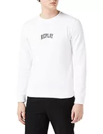 Bluzy męskie - Replay Bluza męska, Biały (001 White), S - miniaturka - grafika 1
