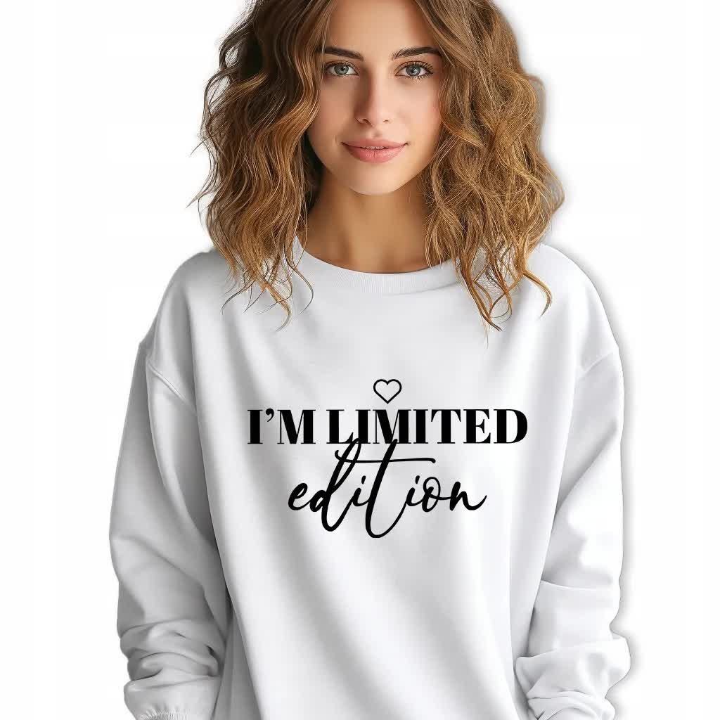 Biała Bluza Damska Dresowa IM LIMITED EDITION Stylowa Modna Wzory Rozmiar M