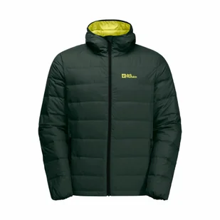 Męska kurtka puchowa Jack Wolfskin ATHER DOWN HOODY M black olive / firefly - S - Kurtki męskie - miniaturka - grafika 1
