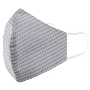Maseczka wykonana z bawełny - dziubek - szara w paski - EM Men's Accessories - Maseczki ochronne i antywirusowe - miniaturka - grafika 1