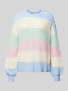 Sweter z dzianiny o kroju comfort fit z szerokim wzorem w paski i obniżonymi ramionami model ‘ATIA’ - Swetry damskie - miniaturka - grafika 1