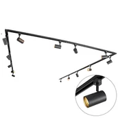 Lampy sufitowe - QAZQA Nowoczesny 1-fazowy system szynowy z 14 punktami w kolorze czarnym - Jeana - miniaturka - grafika 1