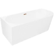 Wanny - Mexen Silo wanna wolnostojąca narożna lewa ryflowana 150 x 75 cm, biała, przelew różowe złoto - 52891507500L-60 - miniaturka - grafika 1