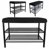 Szafki na buty - Szafka na buty Regał Półka stelaż czarny MG19 z siedziskiem czarna - miniaturka - grafika 1