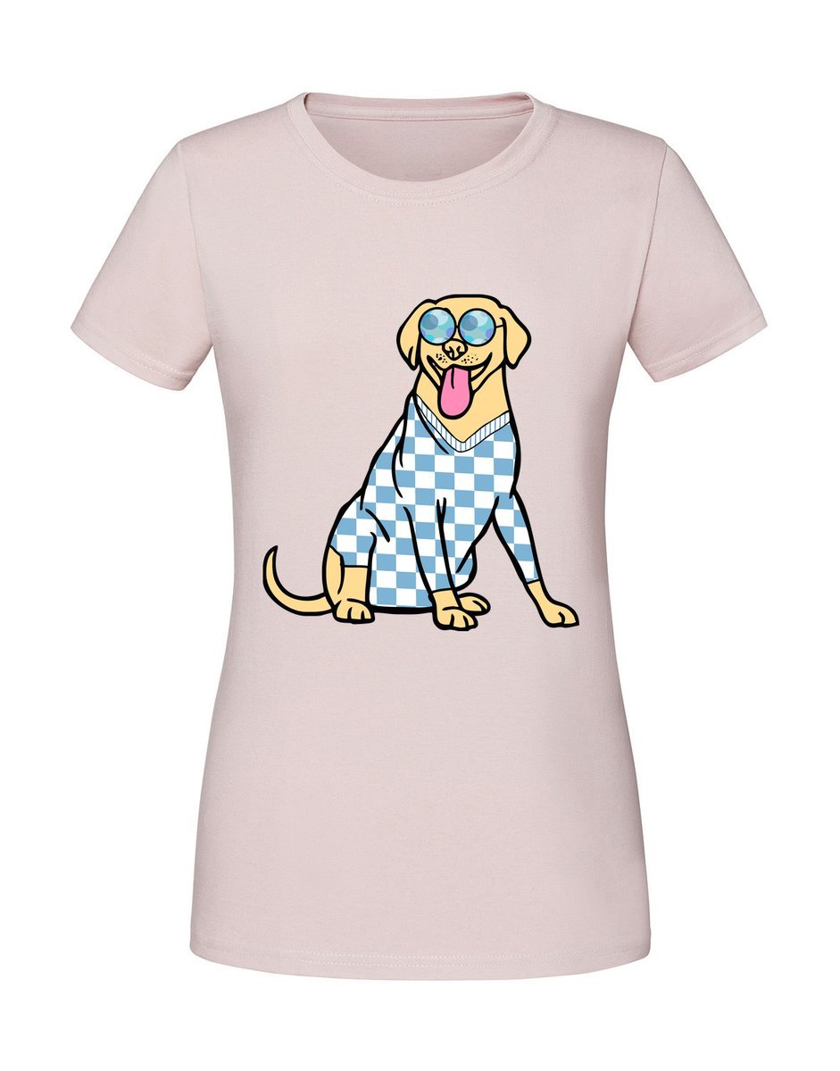 Damska koszulka z nadrukiem - Labrador - sweter Pudrowy Róż M