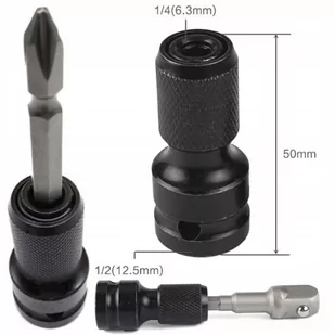 Powermat Adapter udarowy do klucza przejściówka z 1/2 kwadrat na 1/4 HEX PM-ASHU-05025T - Klucze i nasadki - miniaturka - grafika 1