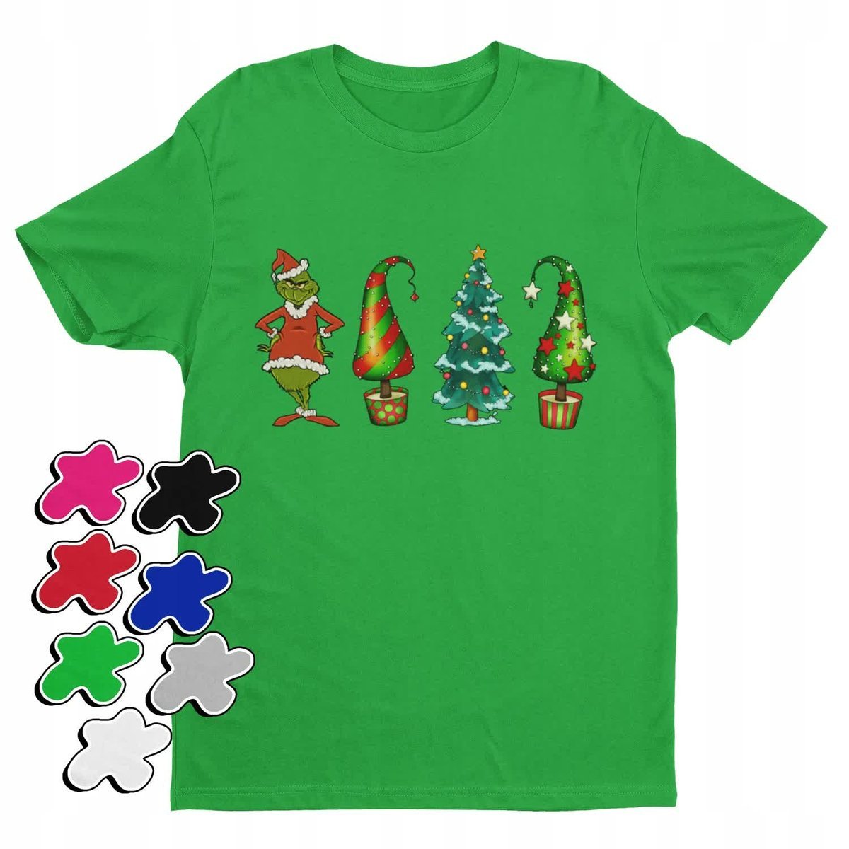 Koszulka T-Shirt Dziecięca Z Nadrukiem Grinch Święta Prezent -L 146-152