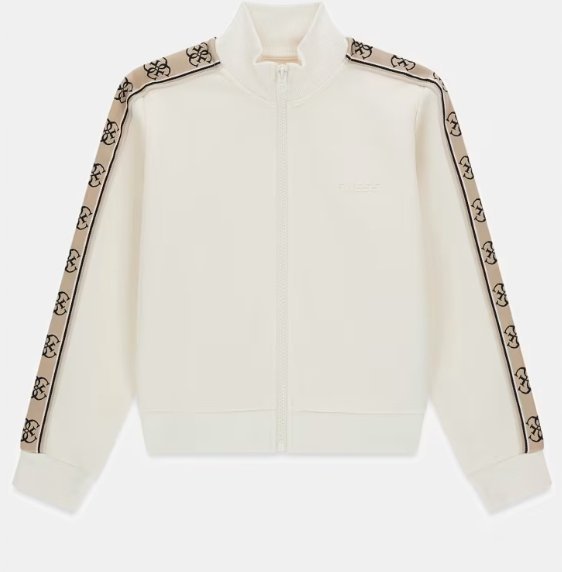 GUESS BEŻOWA BLUZA DZIECIĘCA Z ZAMKIEM I LOGO NA RAMIENIACH 105-112 2GŁA