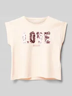 Koszulki dla dziewczynek - T-shirt z cekinowym obszyciem - miniaturka - grafika 1