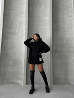 Bluzy damskie - Bluza z kapturem oversize - czarny - miniaturka - grafika 1