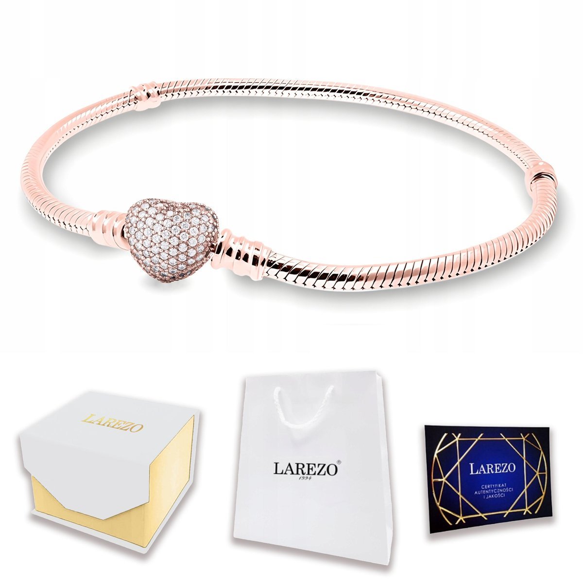 Bransoletka Pozłacana 18cm Modułowa Serce Serduszko z Cyrkoniami SREBRO 925