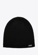 Czapki damskie - Męska czapka z dodatkowym ociepleniem czarna - miniaturka - grafika 1