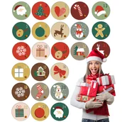 Ozdoby bożonarodzeniowe - Naklejki Na Kalendarz Adwentowy Do Kalendarza Adwentowego Świąteczne 24 szt. - miniaturka - grafika 1