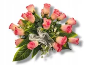 Sztuczne kwiaty - STROIK NA CMENTARZ KWIATY NA GRÓB POMNIK MISA Z OBCIĄŻENIEM RÓŻE - miniaturka - grafika 1