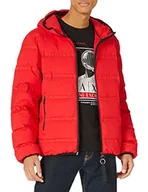 Bluzy męskie - Armani Exchange Męska bluza z kapturem, buffer logo Tape Down Coat, Absolut Red, L - miniaturka - grafika 1