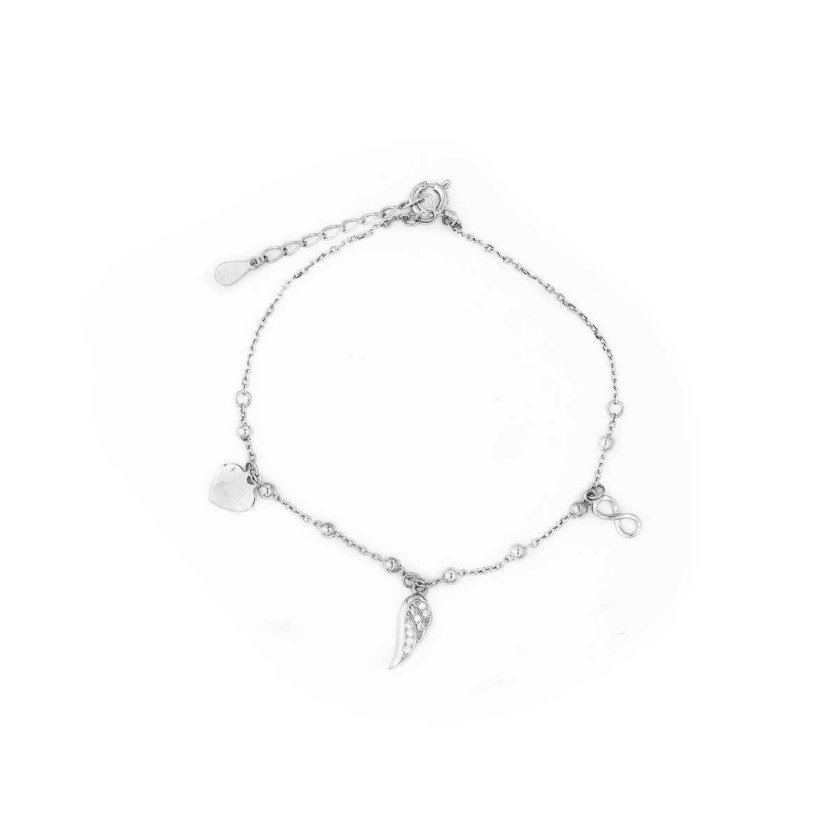 Srebrna bransoletka 925 Skrzydło Serce Nieskończoność