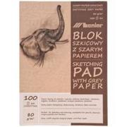 Szkolne artykuły papiernicze - Leniar Blok szkicownik A4 100ark. 80g. papier szary 90853 LENIAR - miniaturka - grafika 1