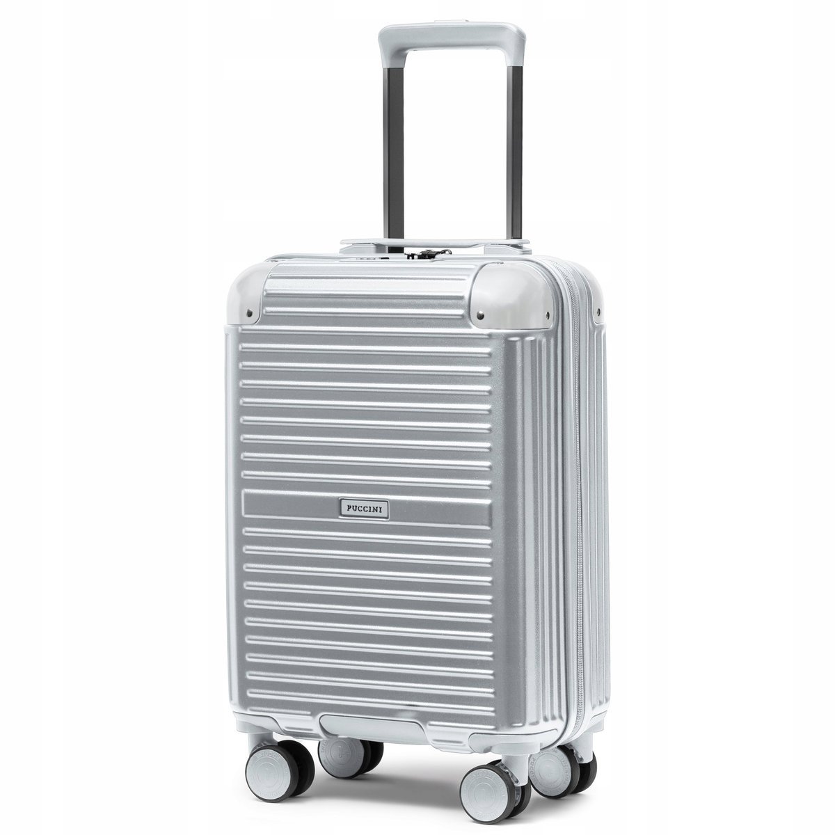 Walizka Kabinowa Podróżna Twarda Narożniki ALU Srebrna PUCCINI PC034C-4C