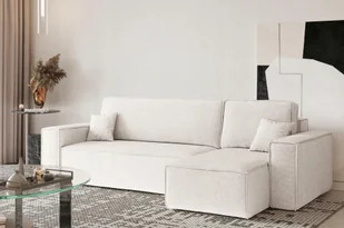 Sofa w kształcie L BEST narożnik tkanina Neve ecru prawy - Narożniki - miniaturka - grafika 1