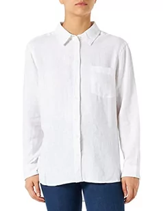 ONLY Koszula damska jednokolorowa mieszanka lnu, biały, XL - Koszule damskie - miniaturka - grafika 1