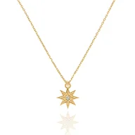 Naszyjniki - Naszyjnik srebrny pozłacany z gwiazdą z kryształkiem 45 CM - miniaturka - grafika 1