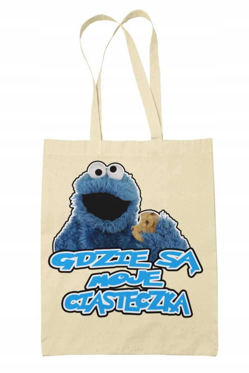 Torba Shopper-materiał-na ramie-ciasteczkow potwór