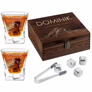 Kamienie kostki do whisky ze szklankami zestaw z grawerem dla - Pozostałe akcesoria barmańskie - miniaturka - grafika 1